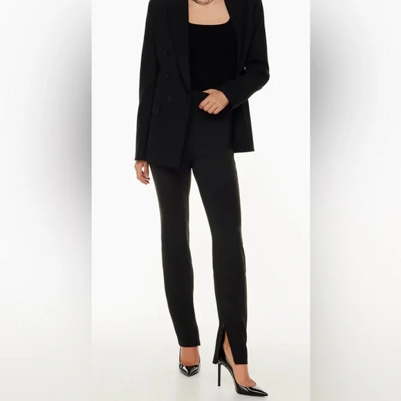 Babaton Aritzia NWT Serra Black Noir High Rise Slim Leg Dress Pants *Sz 8* 🌺🌺 - Picture 1 of 9